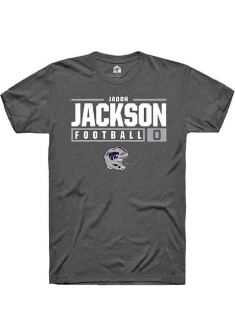 Jadon Jackson Dark Grey K-State Wildcats NIL Stacked Box Short Sleeve T Shirt