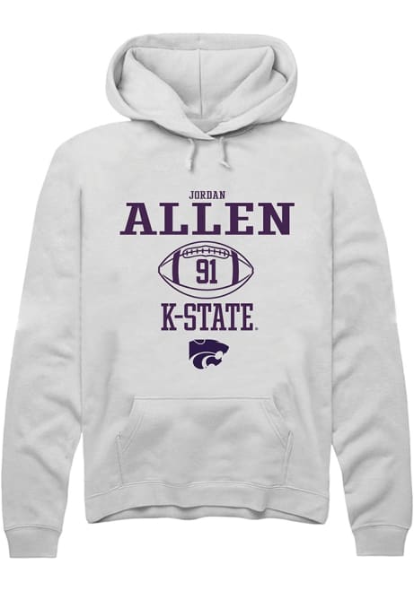 Jordan Allen Rally Mens White K-State Wildcats NIL Sport Icon Hooded Sweatshirt