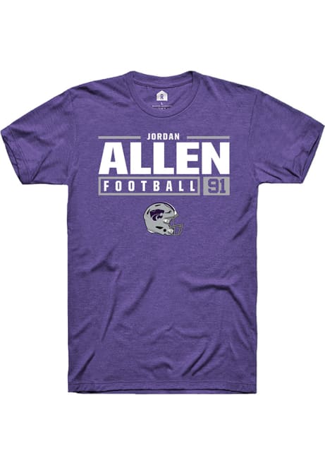Jordan Allen Purple K-State Wildcats NIL Stacked Box Short Sleeve T Shirt