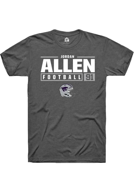 Jordan Allen Grey K-State Wildcats NIL Stacked Box Short Sleeve T Shirt