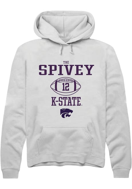 Tre Spivey Rally Mens White K-State Wildcats NIL Sport Icon Hooded Sweatshirt