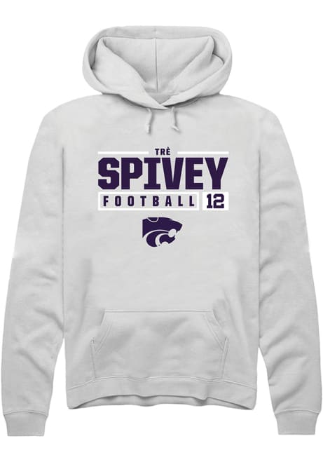 Tre Spivey Rally Mens White K-State Wildcats NIL Stacked Box Hooded Sweatshirt
