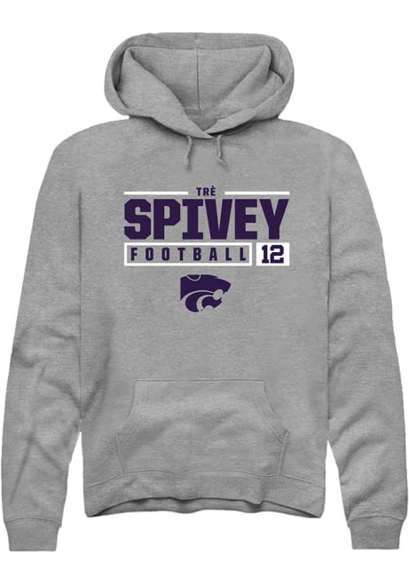 Tré Spivey Rally Mens Graphite K-State Wildcats NIL Stacked Box Hooded Sweatshirt