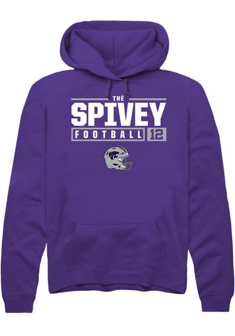 Tre Spivey Rally Mens Purple K-State Wildcats NIL Stacked Box Hooded Sweatshirt
