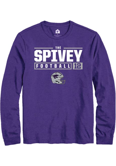 Tré Spivey Rally Mens Purple K-State Wildcats NIL Stacked Box Tee