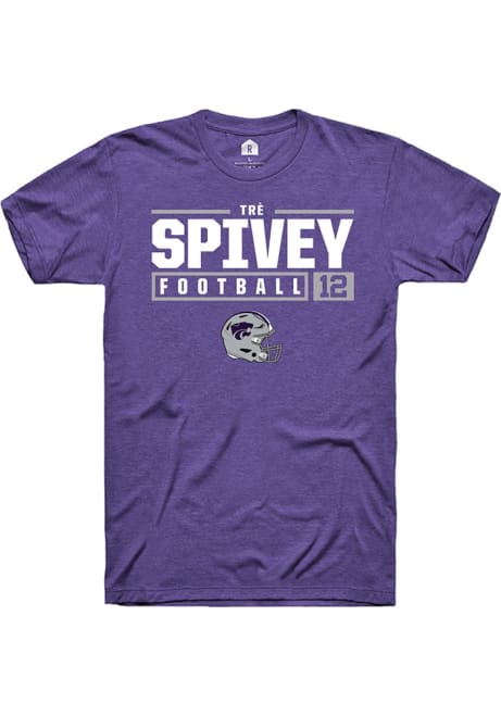 Tré Spivey Purple K-State Wildcats NIL Stacked Box Short Sleeve T Shirt