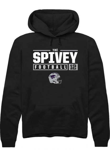 Tré Spivey Rally Mens Black K-State Wildcats NIL Stacked Box Hooded Sweatshirt