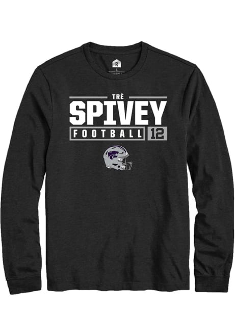 Tre Spivey Rally Mens Black K-State Wildcats NIL Stacked Box Tee