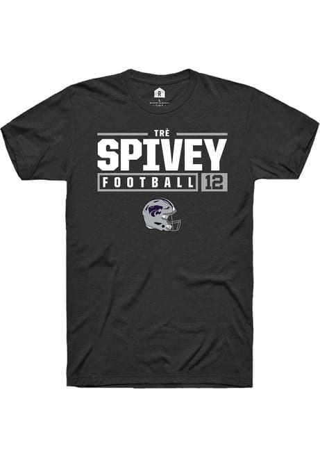 Tré Spivey Black K-State Wildcats NIL Stacked Box Short Sleeve T Shirt