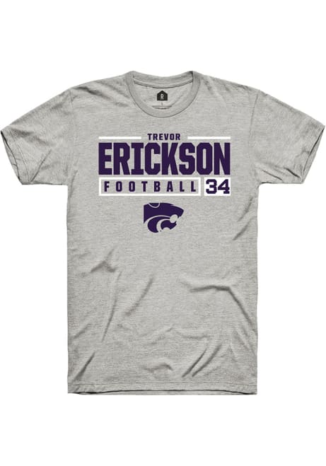 Trevor Erickson Ash K-State Wildcats NIL Stacked Box Short Sleeve T Shirt