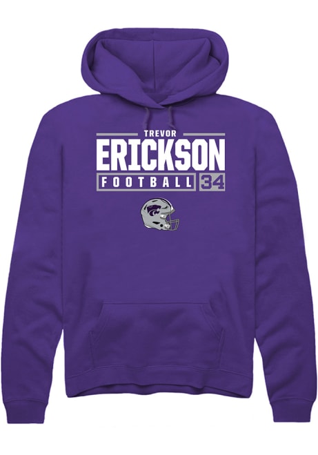 Trevor Erickson Rally Mens Purple K-State Wildcats NIL Stacked Box Hooded Sweatshirt