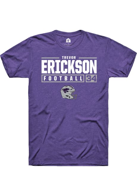 Trevor Erickson Purple K-State Wildcats NIL Stacked Box Short Sleeve T Shirt