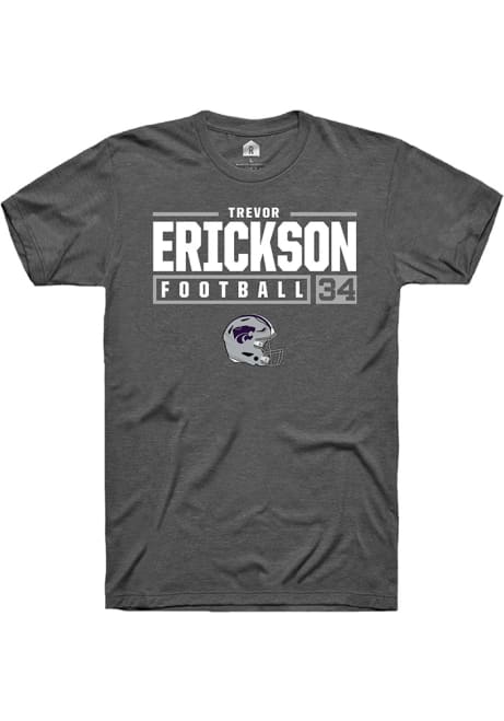Trevor Erickson Grey K-State Wildcats NIL Stacked Box Short Sleeve T Shirt