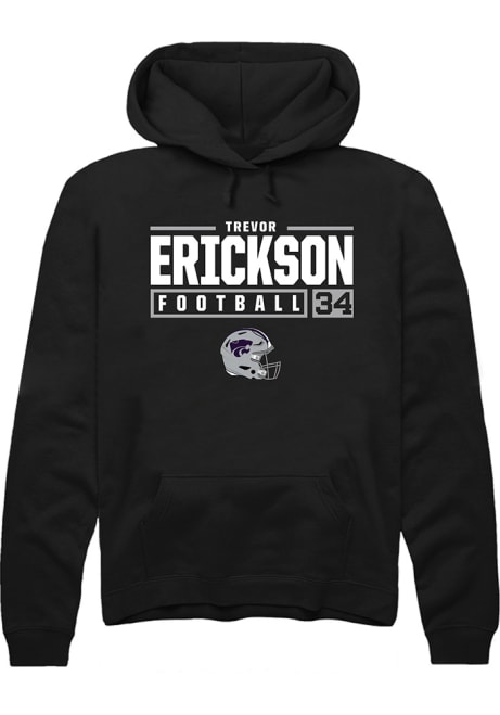 Trevor Erickson Rally Mens Black K-State Wildcats NIL Stacked Box Hooded Sweatshirt