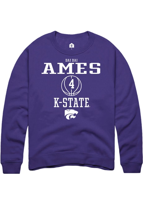 Dai Dai Ames Rally Mens Purple K-State Wildcats NIL Sport Icon Crew Sweatshirt