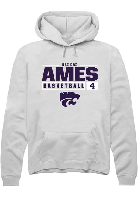 Dai Dai Ames Rally Mens White K-State Wildcats NIL Stacked Box Hooded Sweatshirt