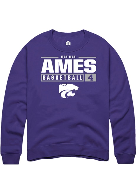 Dai Dai Ames Rally Mens Purple K-State Wildcats NIL Stacked Box Crew Sweatshirt