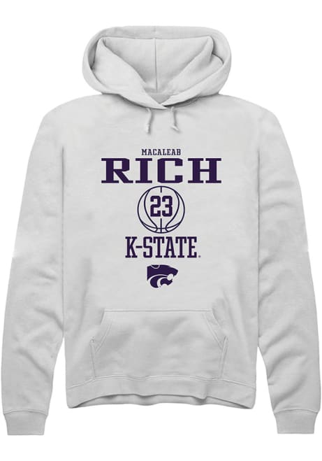 Macaleab Rich Rally Mens White K-State Wildcats NIL Sport Icon Hooded Sweatshirt