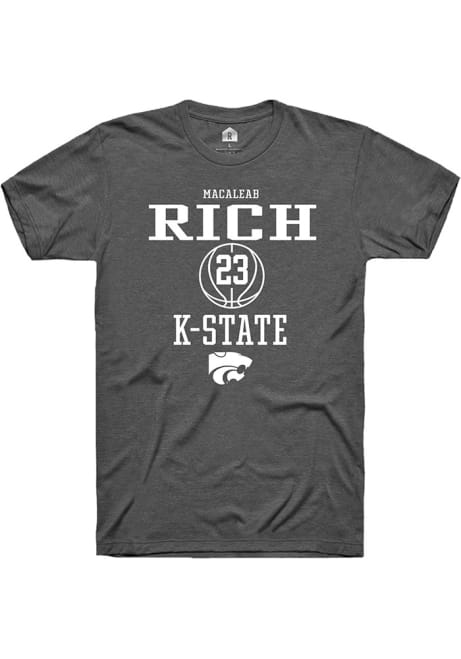 Macaleab Rich Dark Grey K-State Wildcats NIL Sport Icon Short Sleeve T Shirt