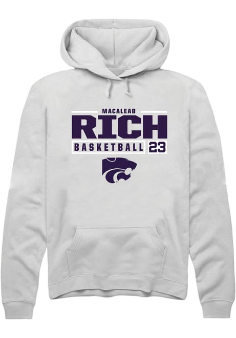 Macaleab Rich Rally Mens White K-State Wildcats NIL Stacked Box Hooded Sweatshirt