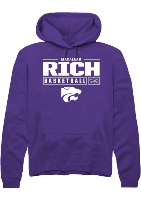Macaleab Rich Rally Mens Purple K-State Wildcats NIL Stacked Box Hooded Sweatshirt