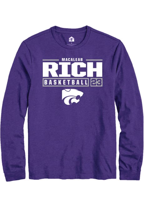 Macaleab Rich Rally Mens Purple K-State Wildcats NIL Stacked Box Tee