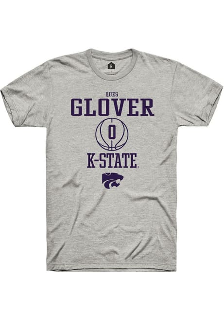 Ques Glover Grey K-State Wildcats NIL Sport Icon Short Sleeve T Shirt