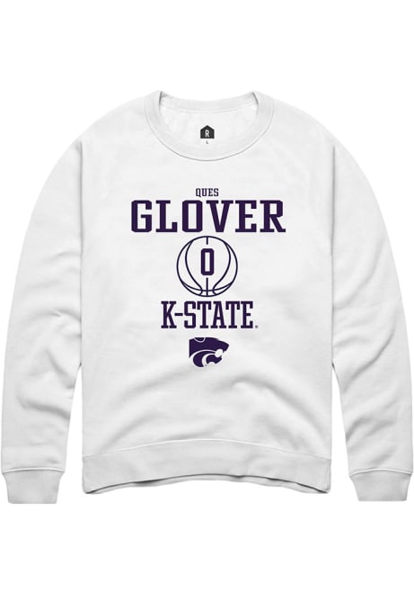 Ques Glover Rally Mens White K-State Wildcats NIL Sport Icon Crew Sweatshirt