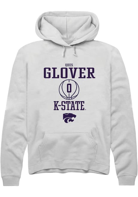 Ques Glover Rally Mens White K-State Wildcats NIL Sport Icon Hooded Sweatshirt