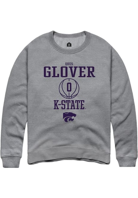 Ques Glover Rally Mens Graphite K-State Wildcats NIL Sport Icon Crew Sweatshirt