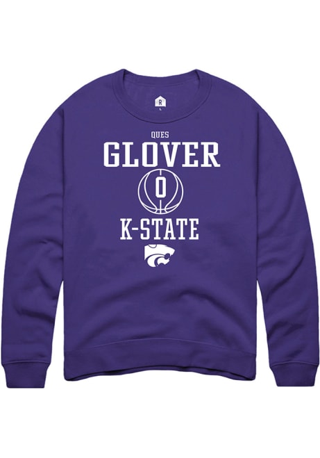 Ques Glover Rally Mens Purple K-State Wildcats NIL Sport Icon Crew Sweatshirt