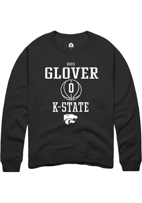 Ques Glover Rally Mens Black K-State Wildcats NIL Sport Icon Crew Sweatshirt