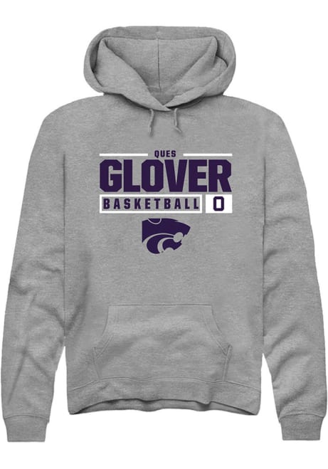 Ques Glover Rally Mens Graphite K-State Wildcats NIL Stacked Box Hooded Sweatshirt
