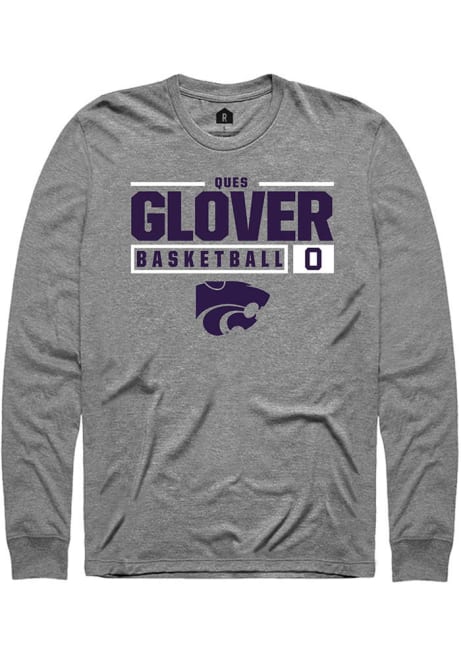 Ques Glover Rally Mens Graphite K-State Wildcats NIL Stacked Box Tee