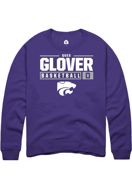 Ques Glover Rally Mens Purple K-State Wildcats NIL Stacked Box Crew Sweatshirt