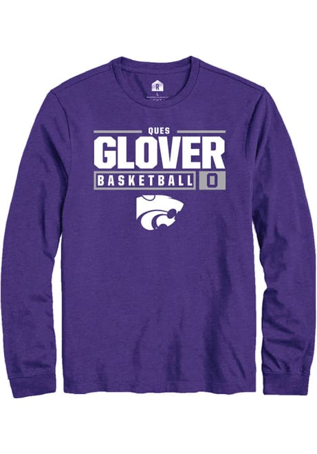 Ques Glover Rally Mens Purple K-State Wildcats NIL Stacked Box Tee