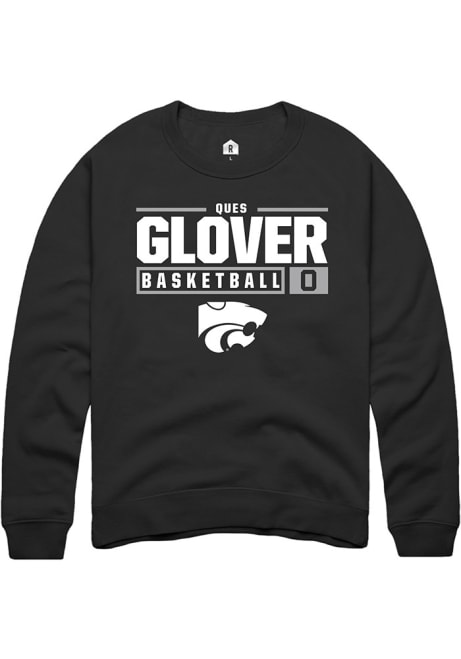 Ques Glover Rally Mens Black K-State Wildcats NIL Stacked Box Crew Sweatshirt