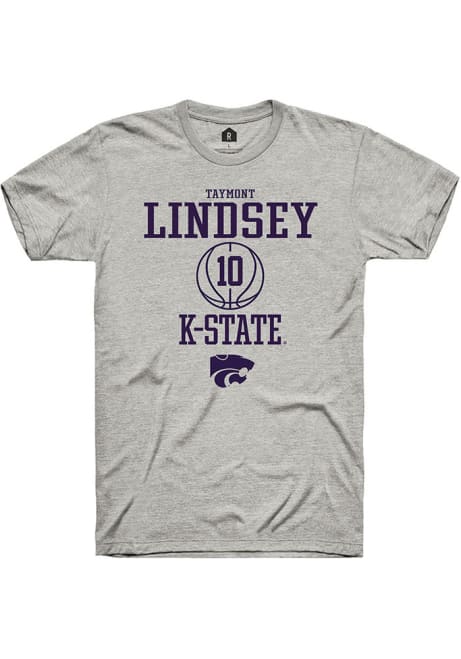 Taymont Lindsey Grey K-State Wildcats NIL Sport Icon Short Sleeve T Shirt