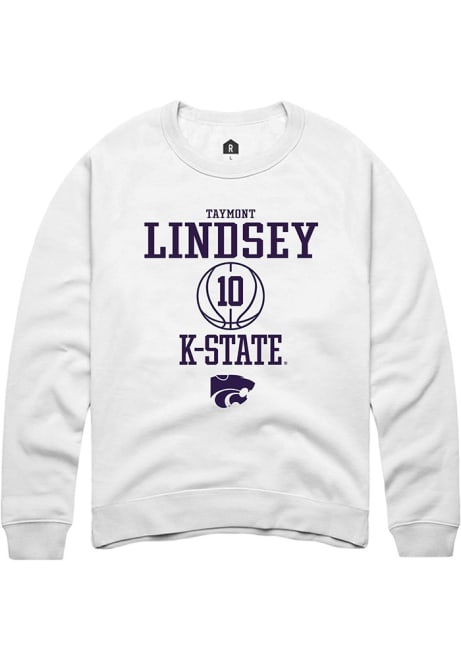 Taymont Lindsey Rally Mens White K-State Wildcats NIL Sport Icon Crew Sweatshirt