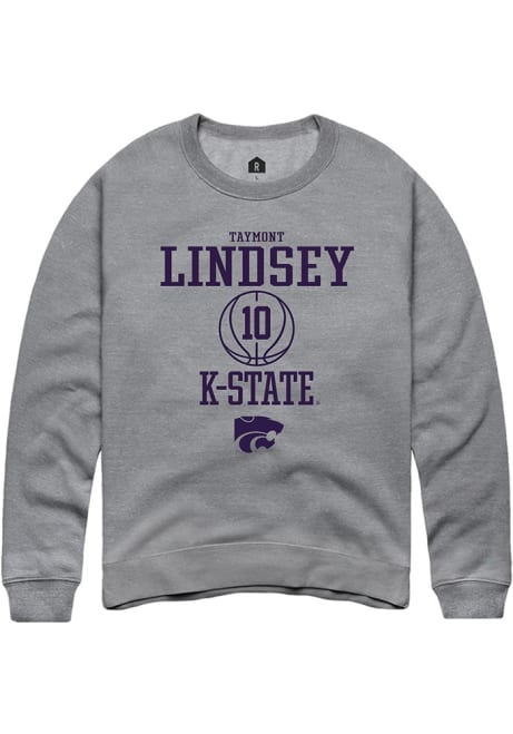 Taymont Lindsey Rally Mens Grey K-State Wildcats NIL Sport Icon Crew Sweatshirt