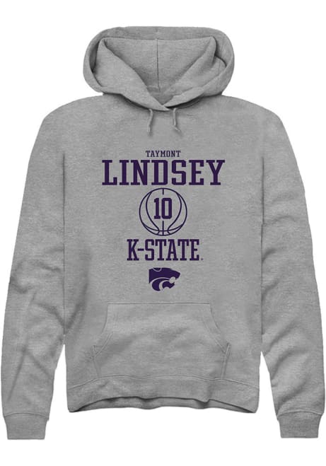 Taymont Lindsey Rally Mens Graphite K-State Wildcats NIL Sport Icon Hooded Sweatshirt