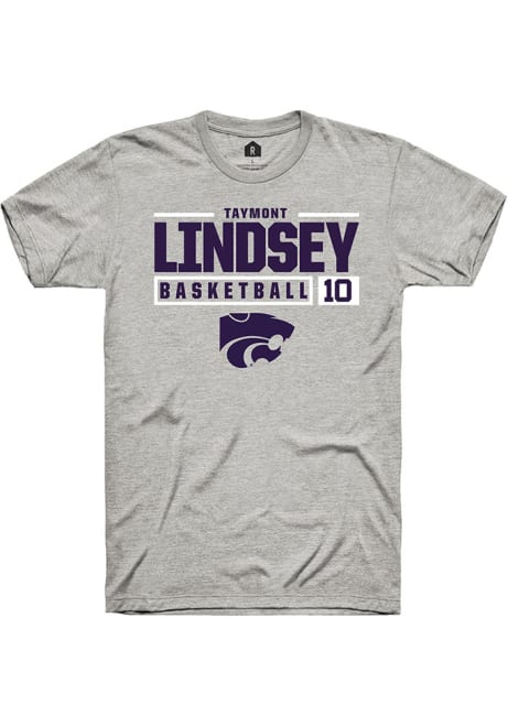 Taymont Lindsey Ash K-State Wildcats NIL Stacked Box Short Sleeve T Shirt