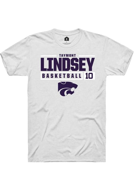 Taymont Lindsey White K-State Wildcats NIL Stacked Box Short Sleeve T Shirt