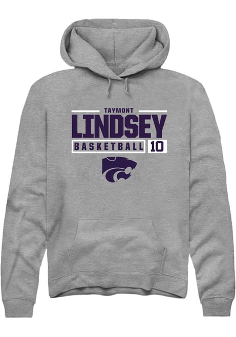 Taymont Lindsey Rally Mens Graphite K-State Wildcats NIL Stacked Box Hooded Sweatshirt