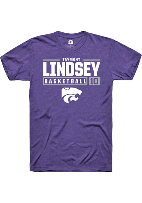 Taymont Lindsey Purple K-State Wildcats NIL Stacked Box Short Sleeve T Shirt