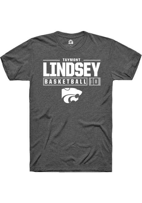 Taymont Lindsey Grey K-State Wildcats NIL Stacked Box Short Sleeve T Shirt