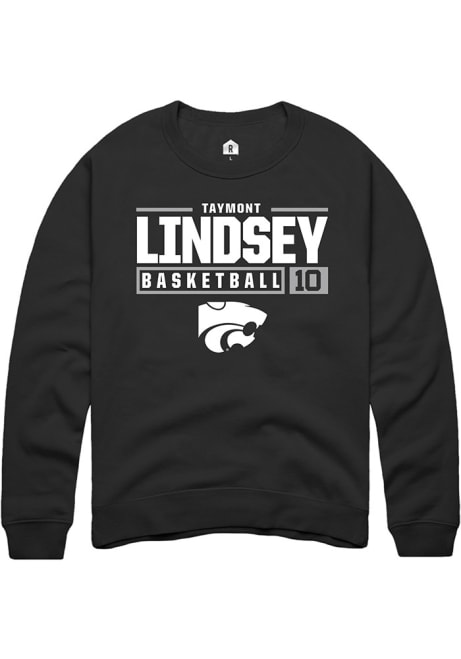 Taymont Lindsey Rally Mens Black K-State Wildcats NIL Stacked Box Crew Sweatshirt