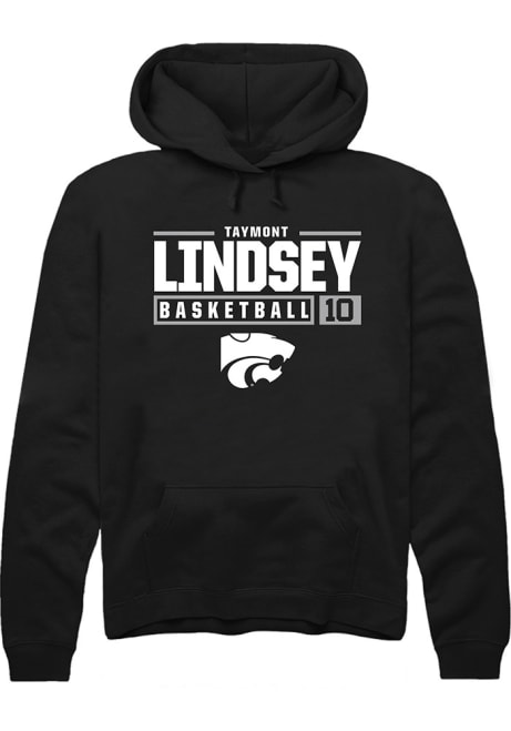 Taymont Lindsey Rally Mens Black K-State Wildcats NIL Stacked Box Hooded Sweatshirt