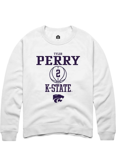 Tylor Perry Rally Mens White K-State Wildcats NIL Sport Icon Crew Sweatshirt