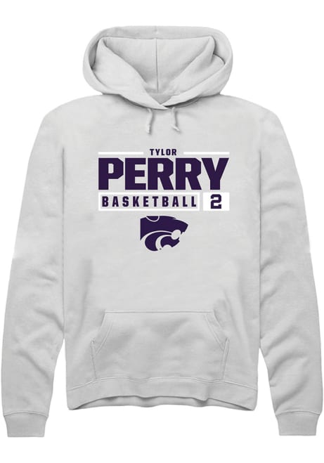Tylor Perry Rally Mens White K-State Wildcats NIL Stacked Box Hooded Sweatshirt